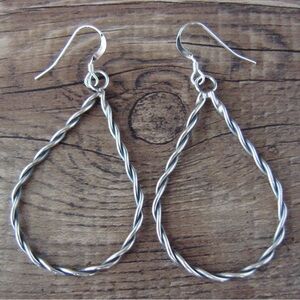 Elegant Silver Twisted Hoop Earrings